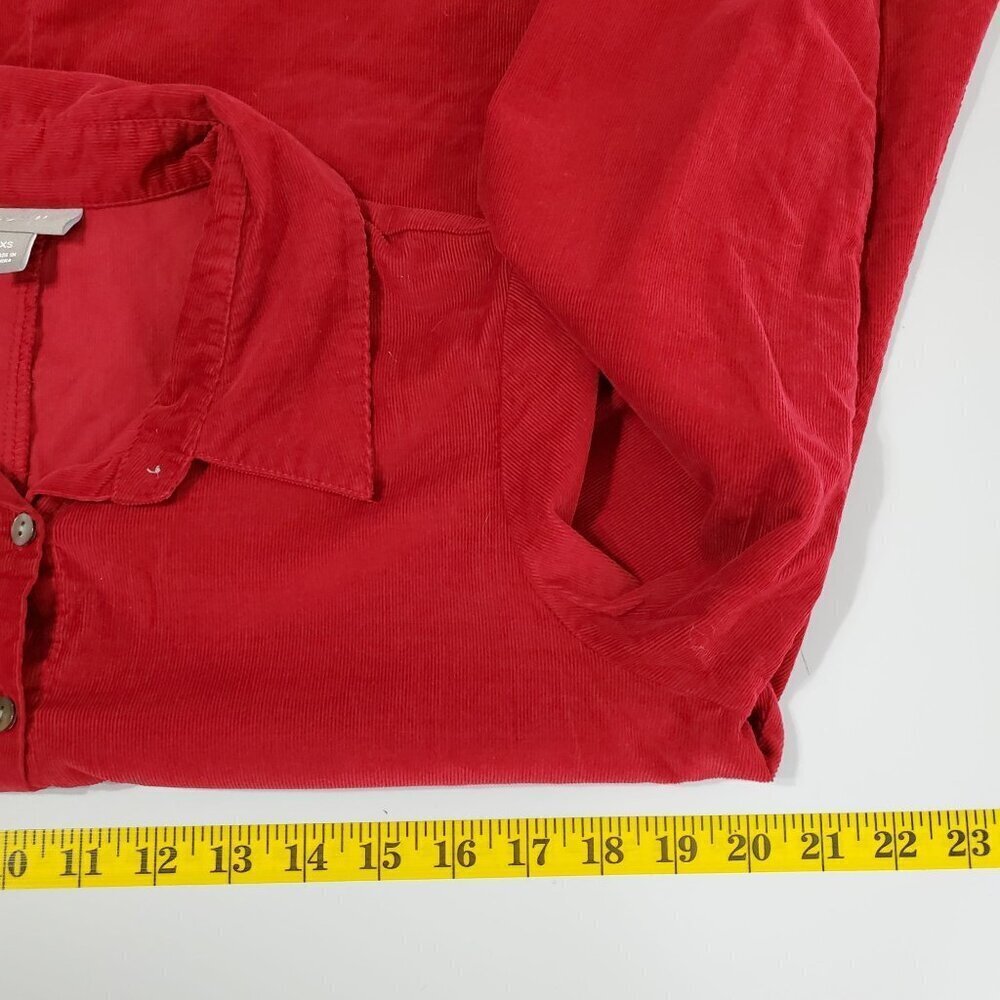 J. Jill‎ Womens Button Front Shirt Size XS Corduroy Long Sleeve Red Tunic Length - Picture 7 of 8